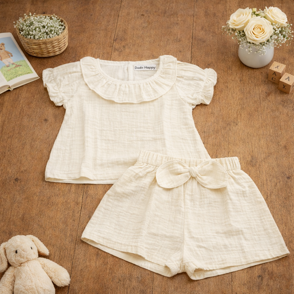 Dedehappy Setelan Baju Anak Perempuan Anti Iritasi Cotton Muslin Premium - Gambar 7