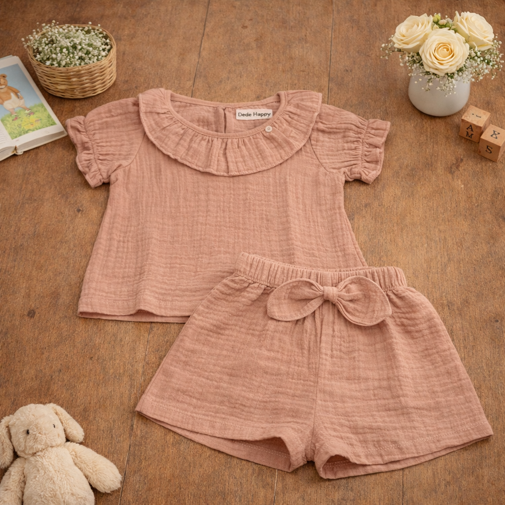 Dedehappy Setelan Baju Anak Perempuan Anti Iritasi Cotton Muslin Premium - Gambar 11